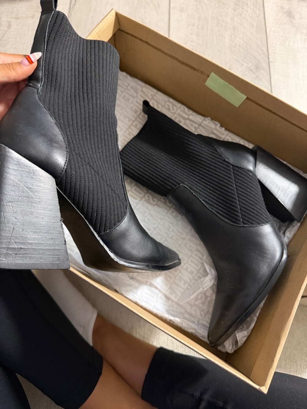 Steve Madden Black Pointed Toe Sock Ankle Booties